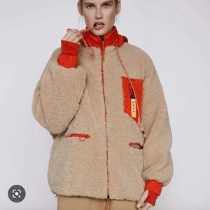 Zara Sherpa/Teddy Zip Jacket